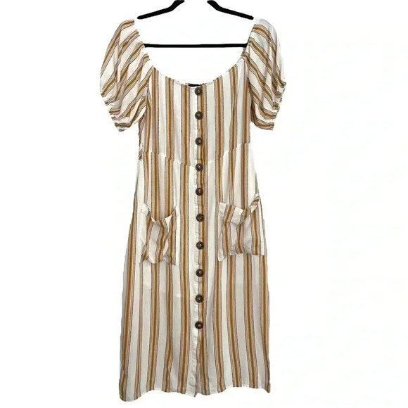 Lumiere Button Down Striped Sundress Vintage Style - Picture 1 of 4